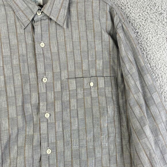 Vintage Gitman Bros Shirt Men Large Gray Brown Gold Striped Button Up Pocket USA - Picture 5 of 13